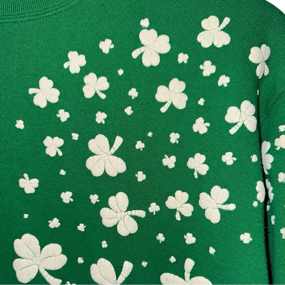VINTAGE Green Shamrock Lucky High Neck Sweatshirt St. Paddy | St Patrick's Day S - Picture 3 of 5